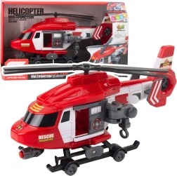Elicopter de salvare 1:16 cu lumini, sunete și troliu cu tărgi – roșu