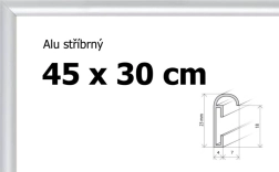 Ramă din aluminiu 45 × 30 cm – argintie