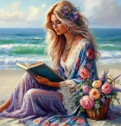 Pictură cu diamante Fata cu carte 30x40cm