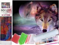Pictură cu diamante Privirea lupului 30x40 cm