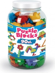 Set de construcție tip puzzle în borcan mare 90 buc