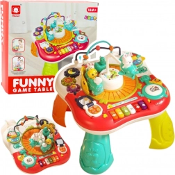 Măsuță interactivă educativă 2‑în‑1 cu panou muzical și pian, roșie