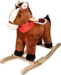 Căluț balansoar din pluș maro pentru copii
