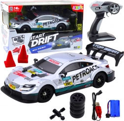 Mașinuță RC de curse pentru drift la scară 1:16 argintie