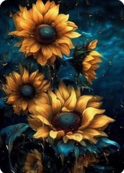 Pictură cu diamante floarea-soarelui noaptea 30 × 40 cm
