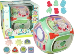 Cub educațional interactiv cu sortator, telefon și pianină