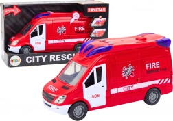 Mașină de pompieri cu lumini și sunete, cu uși care se deschid, roșie