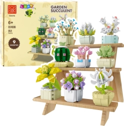 Set de construcție flori în ghivece, 9 modele, 854 piese