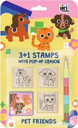 Ștampile 3+1 cu creion cerat pliabil – animale domestice
