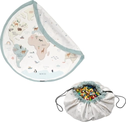 Play&Go Noomad original pătură de joacă și sac pentru jucării world map colour
