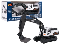 Excavator alb cu șenile, din metal