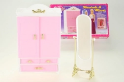 Dulap pentru haine și oglindă pentru păpuși Gloria