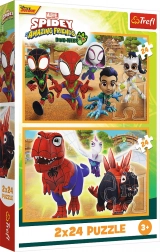 Puzzle 2×24 SPIDEY și dinozauri Trefl
