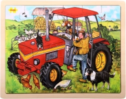 Puzzle din lemn tractor 24 piese BIGJIGS TOYS