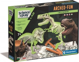 Clementoni Science & Play ArcheoFun: T‑Rex și Triceratops – set de excavare cu schelete luminoase