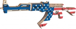 Puzzle 3D din lemn Mitralieră AK47 Steagul American