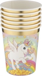 Pahare din hârtie cu motiv de unicorn 250 ml (6 buc.)