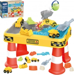 woopie masă de apă și nisip de birou 2în1 set de construcție cu 12 piese și 4 mașinuțe
