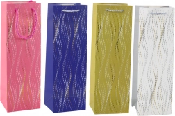 Pungă cadou pentru sticlă cu valuri sclipitoare