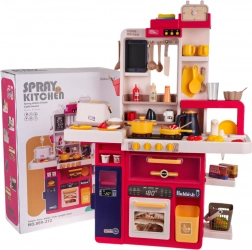 Bucătărie interactivă pentru copii cu abur, lumini și sunete, 80 de piese – Roșu