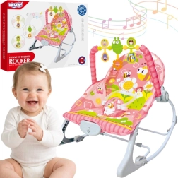 Woopie Baby leagăn vibrațional roz pentru bebeluși cu bară de jucării