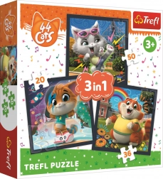 Puzzle 3în1 Cunoaște pisicuțele drăgălașe 44 CATS