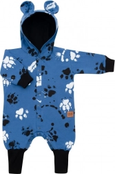 Salopetă de alăptare din bumbac cu glugă și urechiușe New Baby Labka albastră