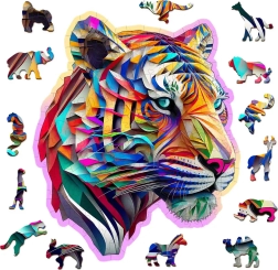 Puzzle din lemn Tigru colorat 150 piese WOODEN CITY
