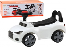 Împingător auto cu spătar și claxon – alb