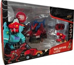 Screechers Wild! set de vehicule transformabile Wildfire Lion – leu și dinozaur