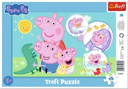 Puzzle Peppa Pig 15 piese pe suport