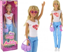 Păpușă Anlily cu păr blond lung și accesorii – Alb