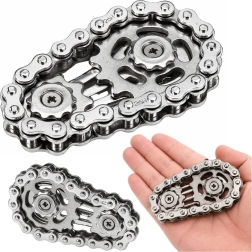 Fidget spinner antistres tip lanț din oțel inoxidabil, argintiu