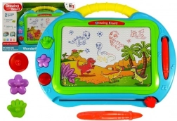 Tăbliță de desen magnetică turcoaz, mare, cu ștampile