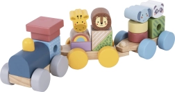Trenuleț din lemn cu animale TOOKY TOY – set montessori de construit și asamblat