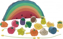 Mărgele din lemn cu model de fructe și legume