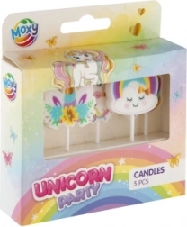 Lumânări 3D pentru tort Unicorn, 5 buc