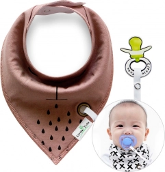 Batic/salivator maro pentru copii cu suport pentru suzetă