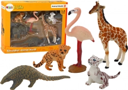 Set figuri Animale: Giraffă, Flamingo, Elefant, Tigru