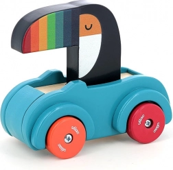 Vilac Mașinuța de lemn Tucan cu claxon