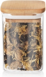 Borcan din sticlă pentru alimente vrac 200 ml cu capac din bambus și garnitură