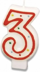 Lumânare cu număr 3, 7,3 cm