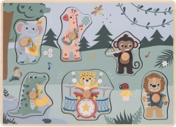 FREE2PLAY puzzle din lemn cu sunete – animăluțe din junglă