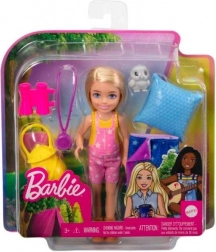 set de camping Barbie Chelsea cu sac de dormit
