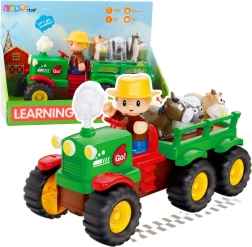 Tractor interactiv pentru copii cu remorcă și animăluțe cu lumini și sunete FARMER FUN TRUCK