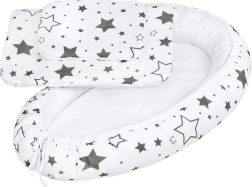 Cuibușor de lux cu plăpumioară pentru bebeluș New Baby, stele gri
