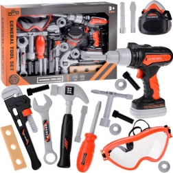 Set mare pentru micii meșteri cu bormașină, ciocan și chei