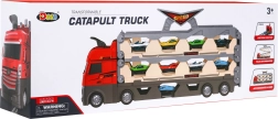 Camion cu pistă pliabilă, mașinuțe și lansator 3‑în‑1
