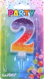 Lumânare de petrecere numărul 2 cu stele