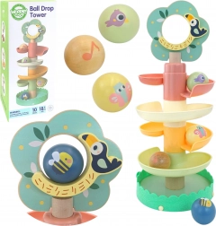 Pistă de bile spiralată din lemn WOOPIE GREEN, 6 piese